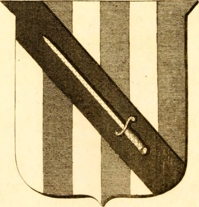 An illustration from A collection of armorial bearings, inscriptions, etc., in the Church of St. Nicholas, Newcastle on Tyne, and chapelries of Gosforth & Cramlington, Northumberland. To which is prefixed a historical account of the Church of St. Nicholas, 1820, leaf 305