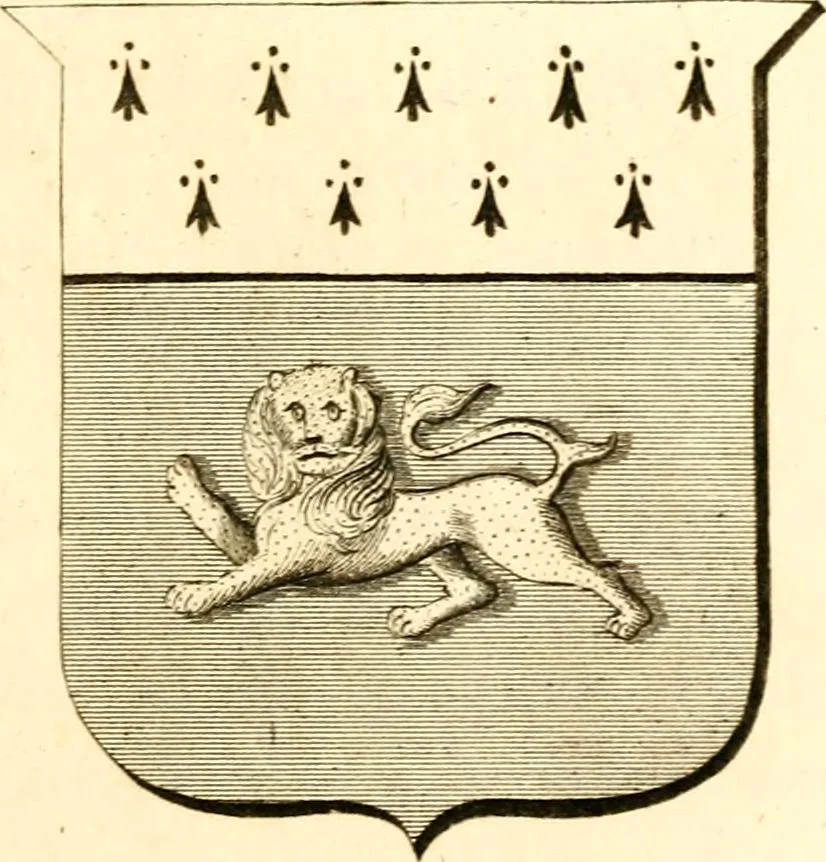 An illustration from A collection of armorial bearings, inscriptions, etc., in the Church of St. Nicholas, Newcastle on Tyne, and chapelries of Gosforth & Cramlington, Northumberland. To which is prefixed a historical account of the Church of St. Nicholas, 1820, leaf 312