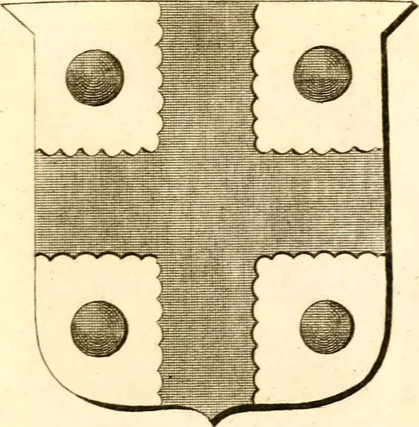 An illustration from A collection of armorial bearings, inscriptions, etc., in the Church of St. Nicholas, Newcastle on Tyne, and chapelries of Gosforth & Cramlington, Northumberland. To which is prefixed a historical account of the Church of St. Nicholas, 1820, leaf 322