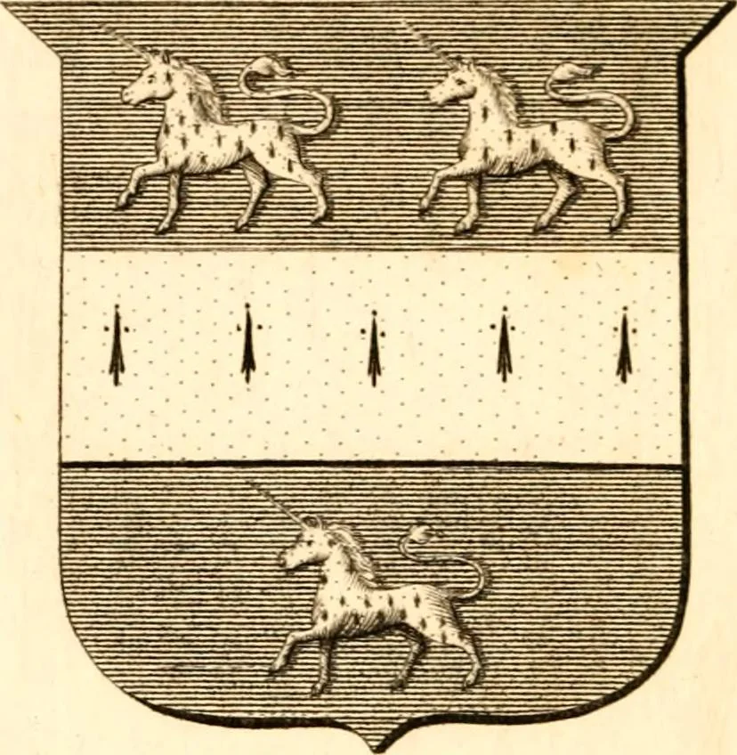 An illustration from A collection of armorial bearings, inscriptions, etc., in the Church of St. Nicholas, Newcastle on Tyne, and chapelries of Gosforth & Cramlington, Northumberland. To which is prefixed a historical account of the Church of St. Nicholas, 1820, leaf 341