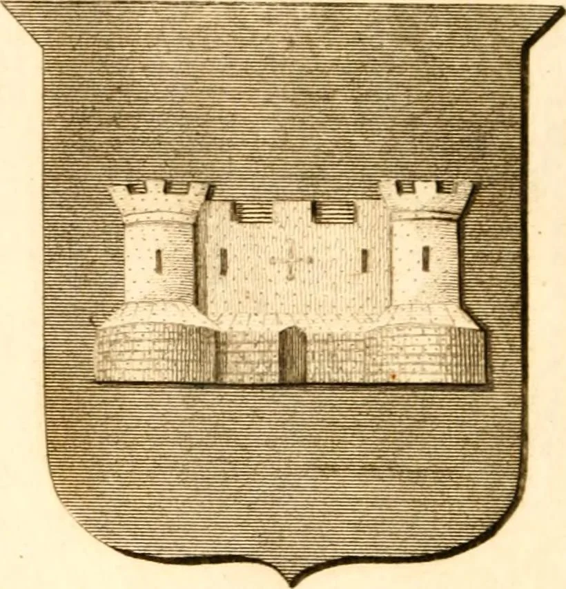 An illustration from A collection of armorial bearings, inscriptions, etc., in the Church of St. Nicholas, Newcastle on Tyne, and chapelries of Gosforth & Cramlington, Northumberland. To which is prefixed a historical account of the Church of St. Nicholas, 1820, leaf 343