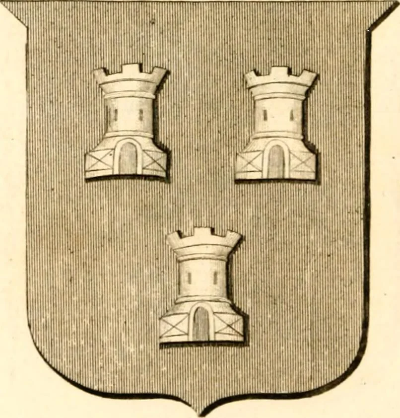 An illustration from A collection of armorial bearings, inscriptions, etc., in the Church of St. Nicholas, Newcastle on Tyne, and chapelries of Gosforth & Cramlington, Northumberland. To which is prefixed a historical account of the Church of St. Nicholas, 1820, leaf 347