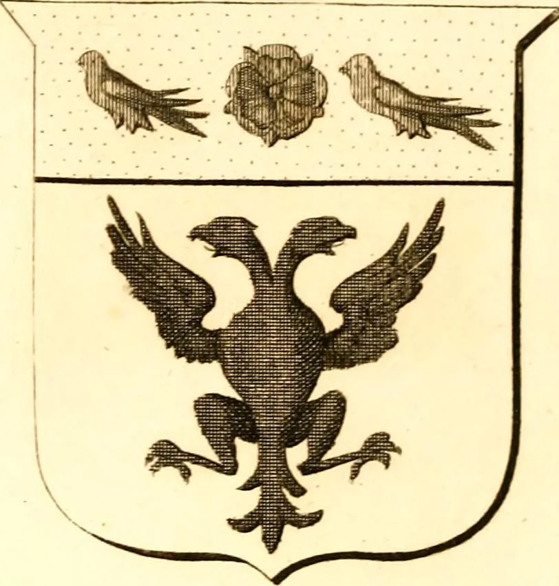 An illustration from A collection of armorial bearings, inscriptions, etc., in the Church of St. Nicholas, Newcastle on Tyne, and chapelries of Gosforth & Cramlington, Northumberland. To which is prefixed a historical account of the Church of St. Nicholas, 1820, leaf 354