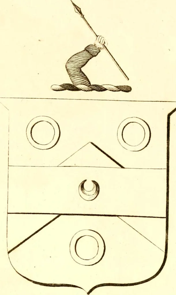 An illustration from A collection of armorial bearings, inscriptions, etc., in the Church of St. Nicholas, Newcastle on Tyne, and chapelries of Gosforth & Cramlington, Northumberland. To which is prefixed a historical account of the Church of St. Nicholas, 1820, leaf 372