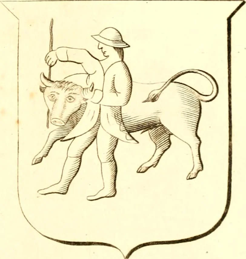 An illustration from A collection of armorial bearings, inscriptions, etc., in the Church of St. Nicholas, Newcastle on Tyne, and chapelries of Gosforth & Cramlington, Northumberland. To which is prefixed a historical account of the Church of St. Nicholas, 1820, leaf 380