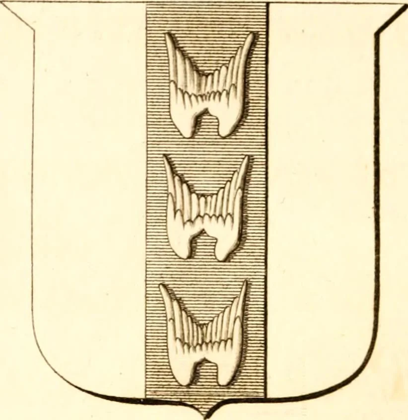 An illustration from A collection of armorial bearings, inscriptions, etc., in the Church of St. Nicholas, Newcastle on Tyne, and chapelries of Gosforth & Cramlington, Northumberland. To which is prefixed a historical account of the Church of St. Nicholas, 1820, leaf 383