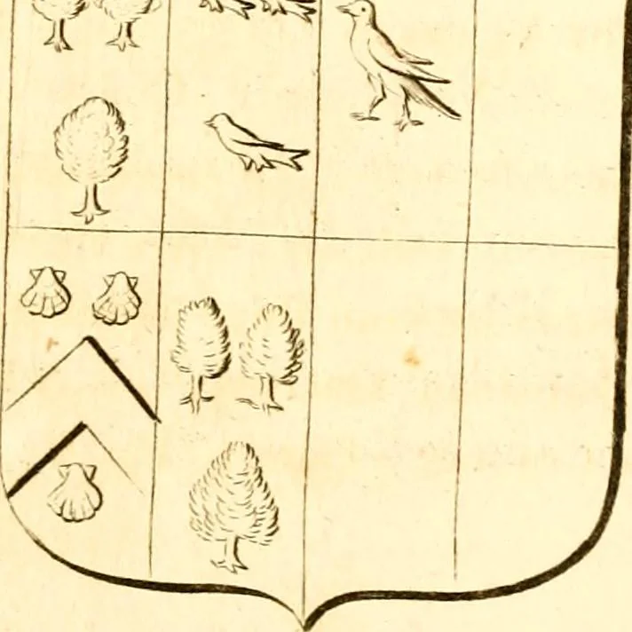 An illustration from A collection of armorial bearings, inscriptions, etc., in the Church of St. Nicholas, Newcastle on Tyne, and chapelries of Gosforth & Cramlington, Northumberland. To which is prefixed a historical account of the Church of St. Nicholas, 1820, leaf 52