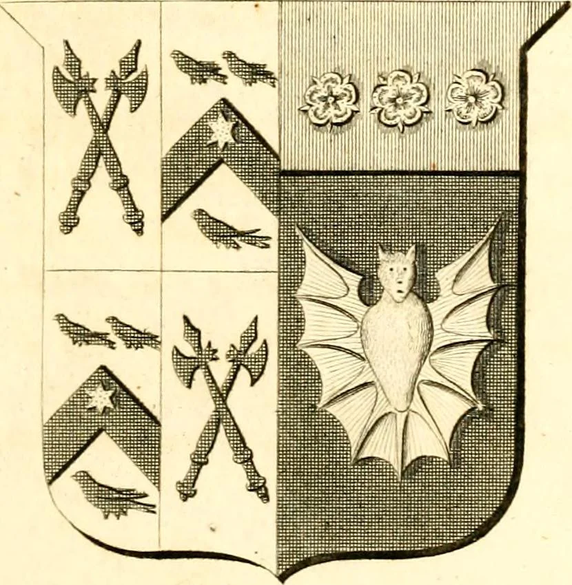 An illustration from A collection of armorial bearings, inscriptions, etc., in the Church of St. Nicholas, Newcastle on Tyne, and chapelries of Gosforth & Cramlington, Northumberland. To which is prefixed a historical account of the Church of St. Nicholas, 1820, leaf 60