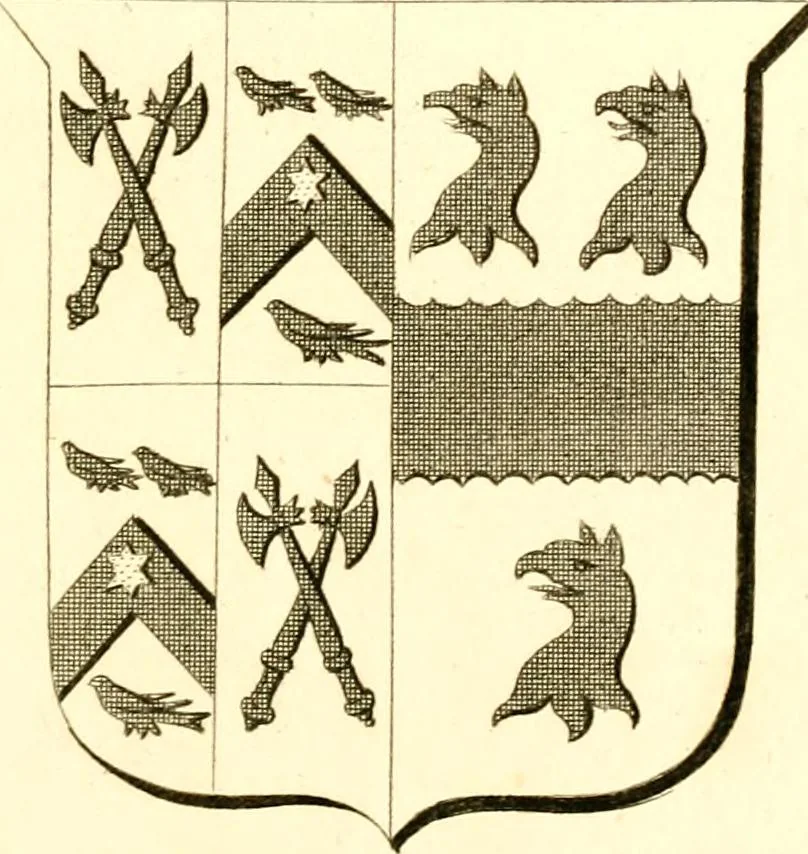 An illustration from A collection of armorial bearings, inscriptions, etc., in the Church of St. Nicholas, Newcastle on Tyne, and chapelries of Gosforth & Cramlington, Northumberland. To which is prefixed a historical account of the Church of St. Nicholas, 1820, leaf 62