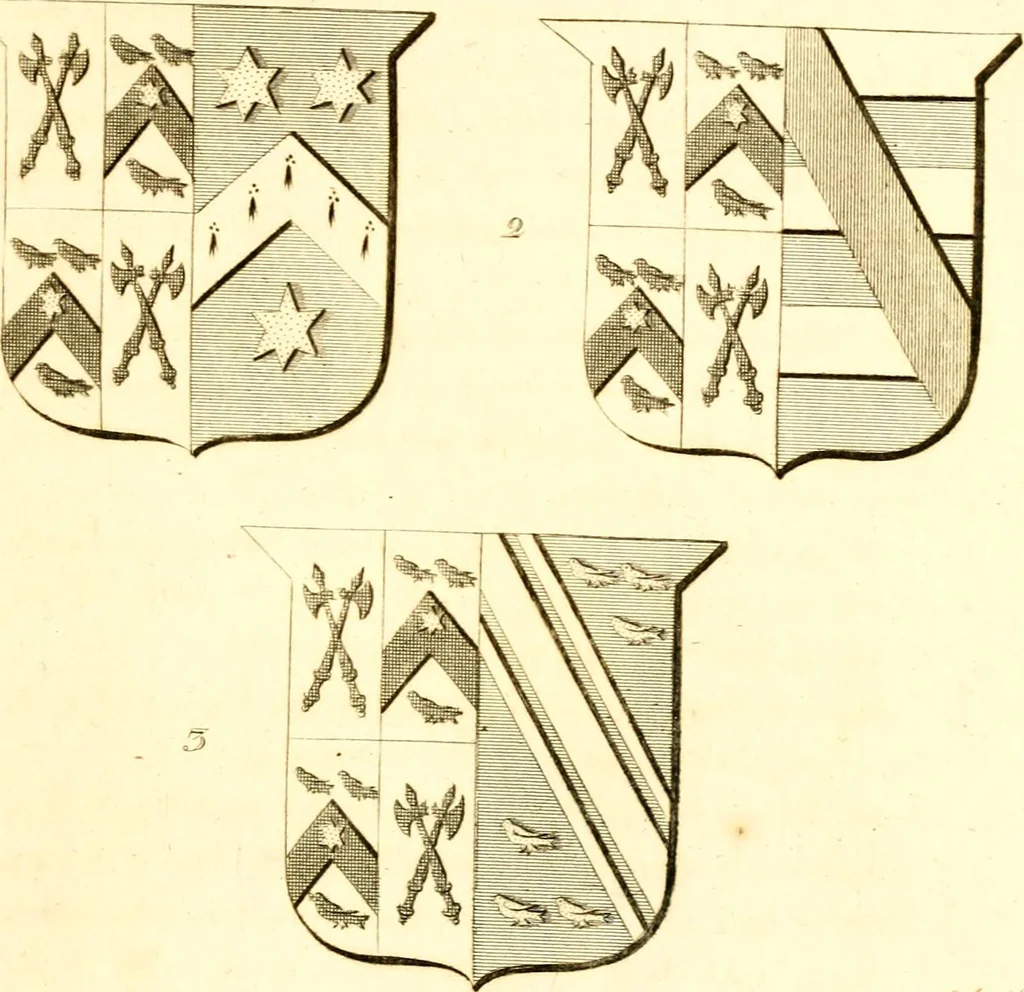 An illustration from A collection of armorial bearings, inscriptions, etc., in the Church of St. Nicholas, Newcastle on Tyne, and chapelries of Gosforth & Cramlington, Northumberland. To which is prefixed a historical account of the Church of St. Nicholas, 1820, leaf 68