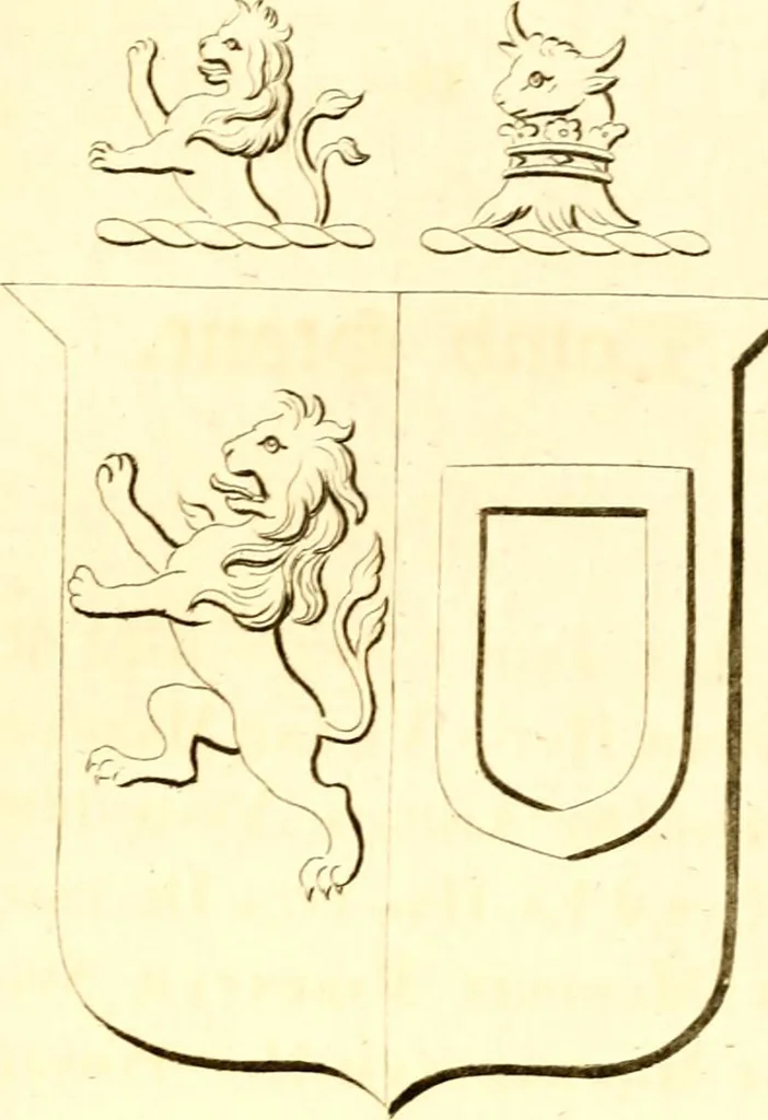 An illustration from A collection of armorial bearings, inscriptions, etc., in the Church of St. Nicholas, Newcastle on Tyne, and chapelries of Gosforth & Cramlington, Northumberland. To which is prefixed a historical account of the Church of St. Nicholas, 1820, leaf 72