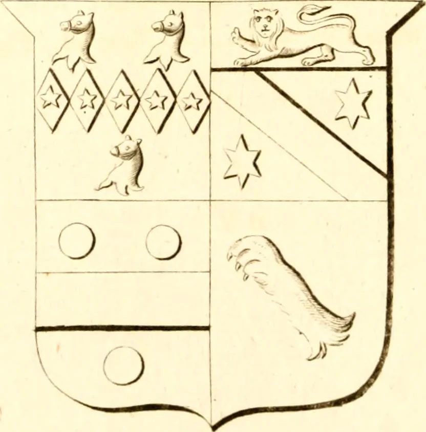 An illustration from A collection of armorial bearings, inscriptions, etc., in the Church of St. Nicholas, Newcastle on Tyne, and chapelries of Gosforth & Cramlington, Northumberland. To which is prefixed a historical account of the Church of St. Nicholas, 1820, leaf 75