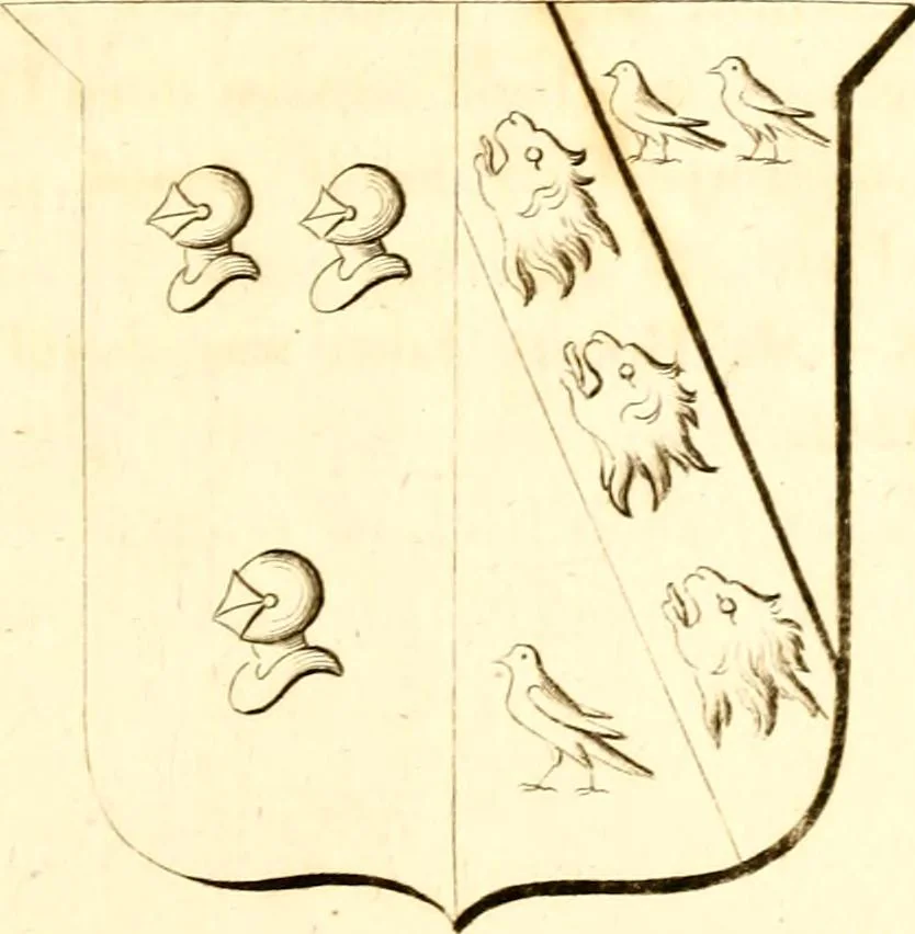 An illustration from A collection of armorial bearings, inscriptions, etc., in the Church of St. Nicholas, Newcastle on Tyne, and chapelries of Gosforth & Cramlington, Northumberland. To which is prefixed a historical account of the Church of St. Nicholas, 1820, leaf 82