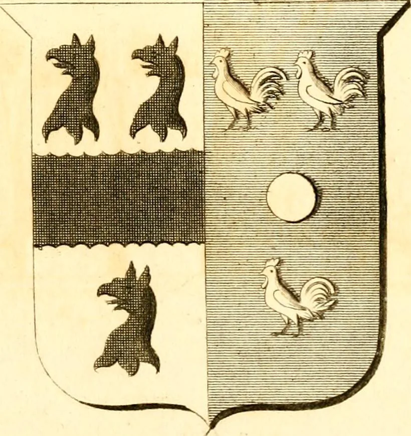 An illustration from A collection of armorial bearings, inscriptions, etc., in the Church of St. Nicholas, Newcastle on Tyne, and chapelries of Gosforth & Cramlington, Northumberland. To which is prefixed a historical account of the Church of St. Nicholas, 1820, leaf 86