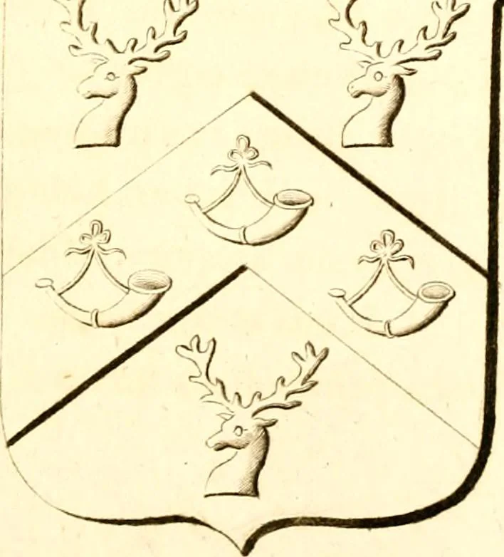 An illustration from A collection of armorial bearings, inscriptions, etc., in the Church of St. Nicholas, Newcastle on Tyne, and chapelries of Gosforth & Cramlington, Northumberland. To which is prefixed a historical account of the Church of St. Nicholas, 1820, leaf 94
