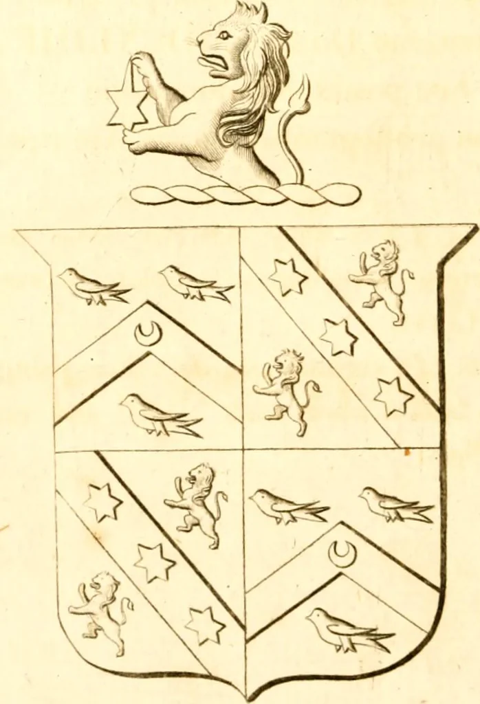 An illustration from A collection of armorial bearings, inscriptions, etc., in the Church of St. Nicholas, Newcastle on Tyne, and chapelries of Gosforth & Cramlington, Northumberland. To which is prefixed a historical account of the Church of St. Nicholas, 1820, leaf 97