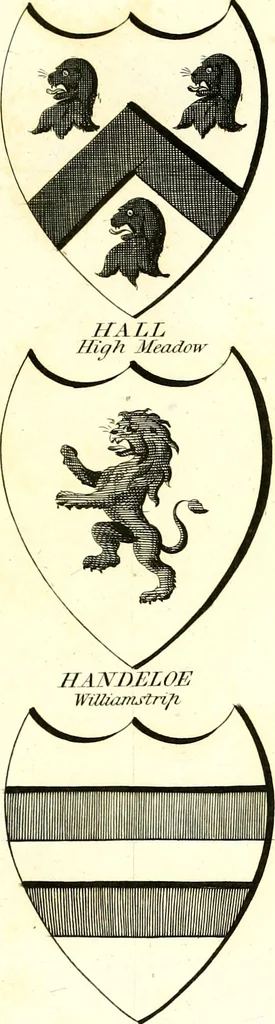 An illustration from A Collection of coats of arms borne by the nobility and gentry of the county of Glocester, 1792, leaf 106