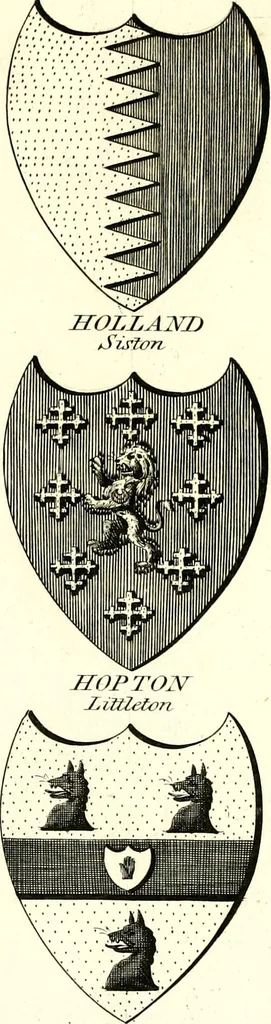 An illustration from A Collection of coats of arms borne by the nobility and gentry of the county of Glocester, 1792, leaf 112