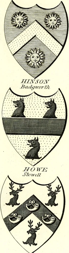 An illustration from A Collection of coats of arms borne by the nobility and gentry of the county of Glocester, 1792, leaf 114