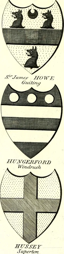 An illustration from A Collection of coats of arms borne by the nobility and gentry of the county of Glocester, 1792, leaf 114