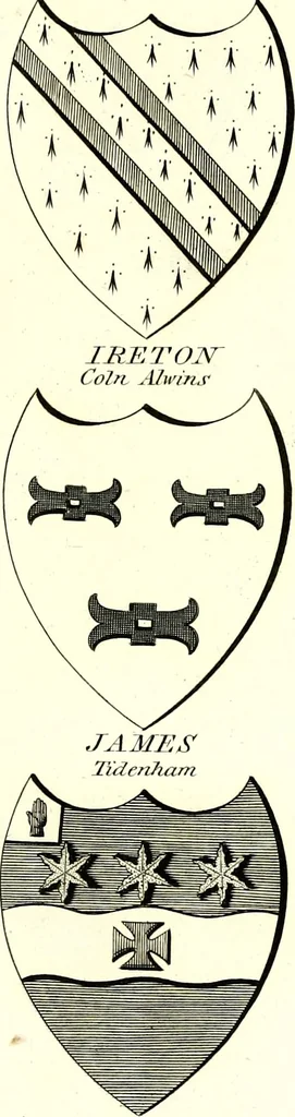 An illustration from A Collection of coats of arms borne by the nobility and gentry of the county of Glocester, 1792, leaf 116