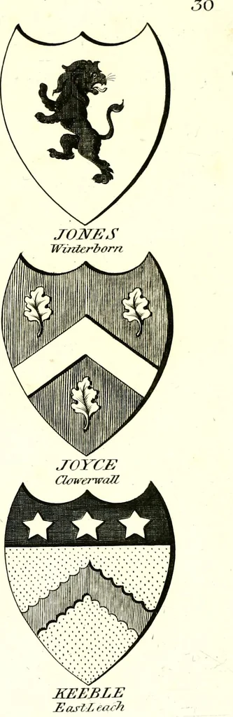 An illustration from A Collection of coats of arms borne by the nobility and gentry of the county of Glocester, 1792, leaf 118