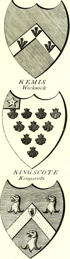 An illustration from A Collection of coats of arms borne by the nobility and gentry of the county of Glocester, 1792, leaf 120