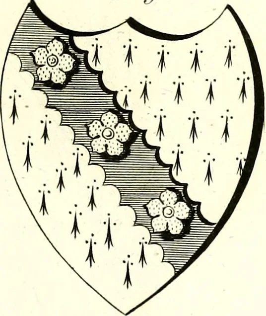 An illustration from A Collection of coats of arms borne by the nobility and gentry of the county of Glocester, 1792, leaf 124