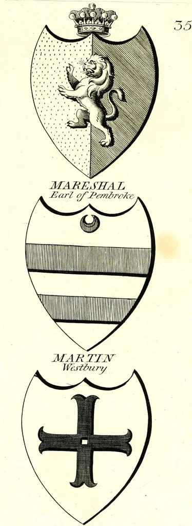 An illustration from A Collection of coats of arms borne by the nobility and gentry of the county of Glocester, 1792, leaf 128