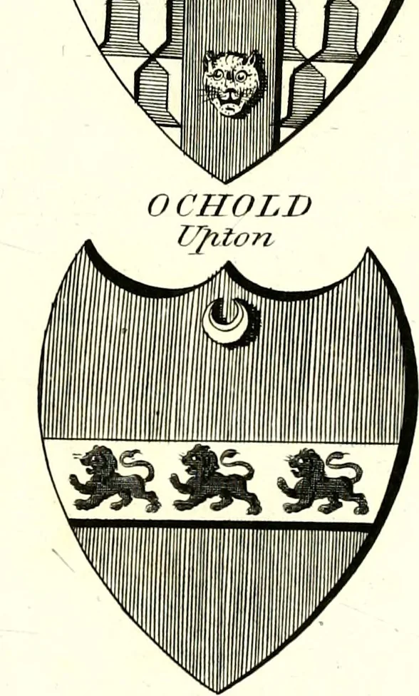 An illustration from A Collection of coats of arms borne by the nobility and gentry of the county of Glocester, 1792, leaf 132