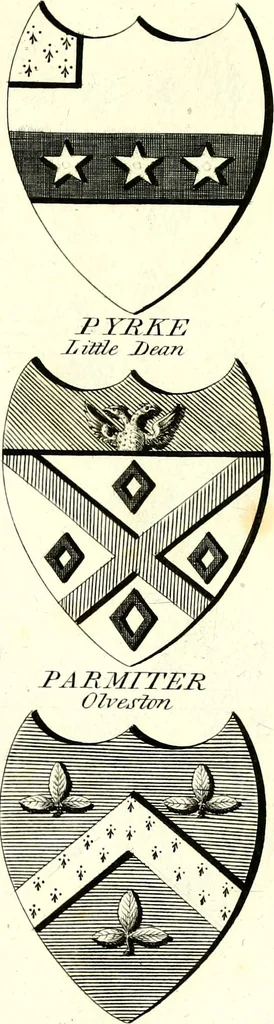 An illustration from A Collection of coats of arms borne by the nobility and gentry of the county of Glocester, 1792, leaf 136