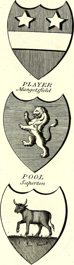 An illustration from A Collection of coats of arms borne by the nobility and gentry of the county of Glocester, 1792, leaf 140