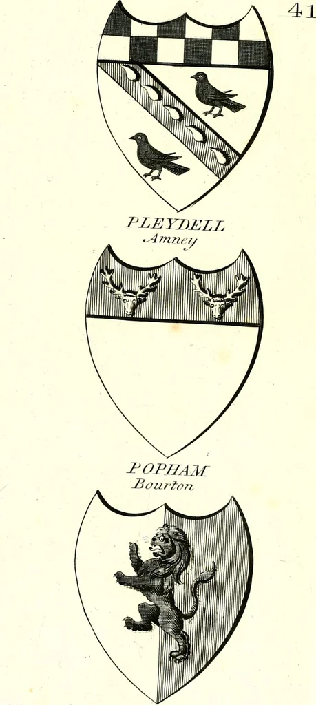 An illustration from A Collection of coats of arms borne by the nobility and gentry of the county of Glocester, 1792, leaf 140