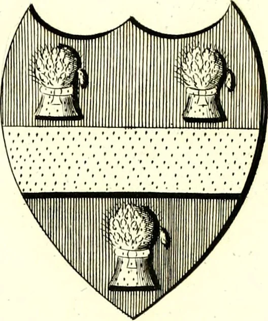 An illustration from A Collection of coats of arms borne by the nobility and gentry of the county of Glocester, 1792, leaf 144