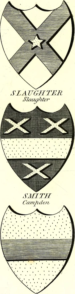 An illustration from A Collection of coats of arms borne by the nobility and gentry of the county of Glocester, 1792, leaf 148