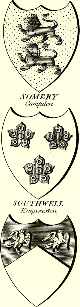 An illustration from A Collection of coats of arms borne by the nobility and gentry of the county of Glocester, 1792, leaf 150