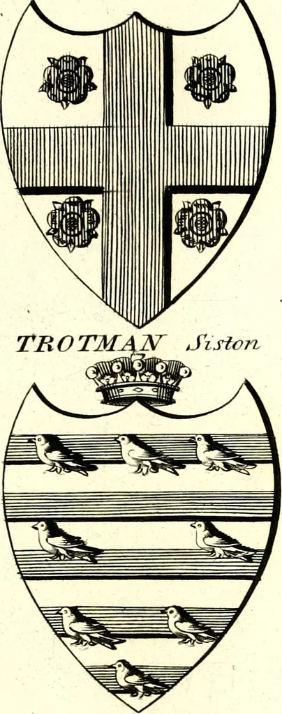 An illustration from A Collection of coats of arms borne by the nobility and gentry of the county of Glocester, 1792, leaf 156