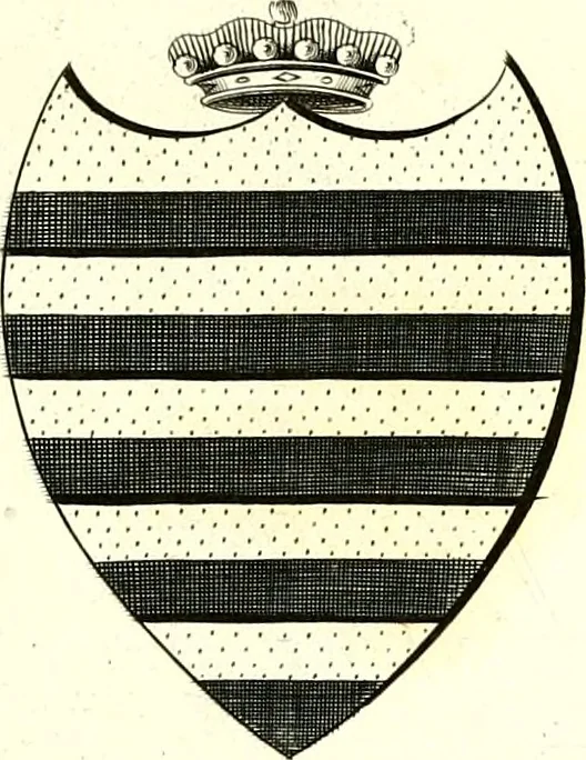 An illustration from A Collection of coats of arms borne by the nobility and gentry of the county of Glocester, 1792, leaf 158