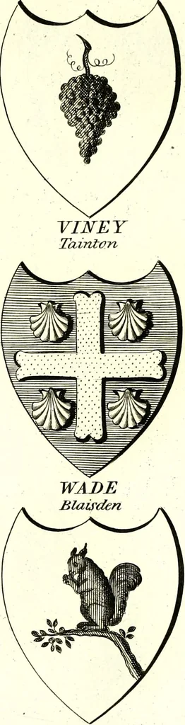 An illustration from A Collection of coats of arms borne by the nobility and gentry of the county of Glocester, 1792, leaf 158