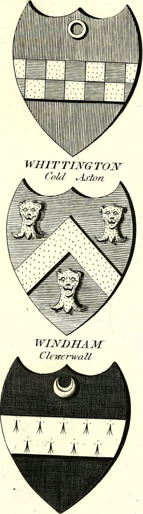 An illustration from A Collection of coats of arms borne by the nobility and gentry of the county of Glocester, 1792, leaf 162