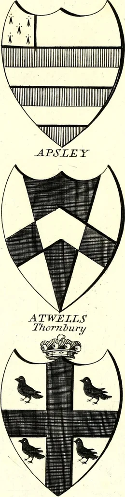 An illustration from A Collection of coats of arms borne by the nobility and gentry of the county of Glocester, 1792, leaf 168