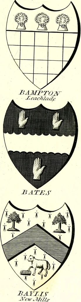 An illustration from A Collection of coats of arms borne by the nobility and gentry of the county of Glocester, 1792, leaf 172
