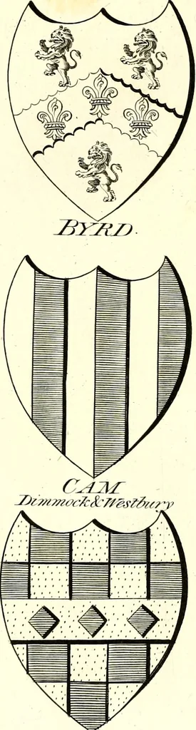 An illustration from A Collection of coats of arms borne by the nobility and gentry of the county of Glocester, 1792, leaf 180