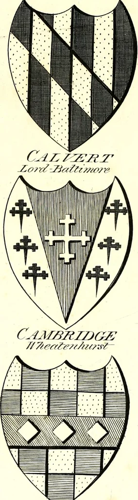 An illustration from A Collection of coats of arms borne by the nobility and gentry of the county of Glocester, 1792, leaf 180