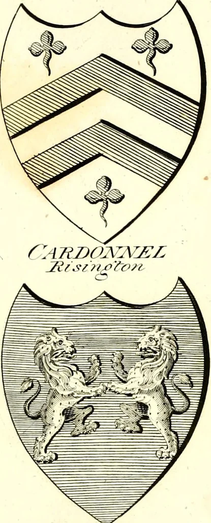 An illustration from A Collection of coats of arms borne by the nobility and gentry of the county of Glocester, 1792, leaf 182