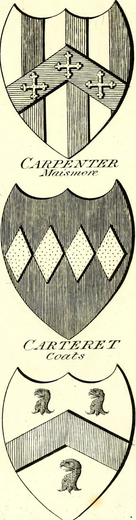 An illustration from A Collection of coats of arms borne by the nobility and gentry of the county of Glocester, 1792, leaf 182