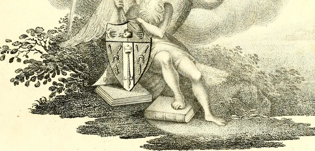 An illustration from A Collection of coats of arms borne by the nobility and gentry of the county of Glocester, 1792, leaf 6