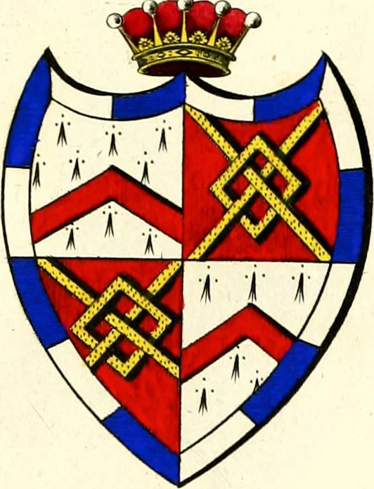 An illustration from A Collection of coats of arms borne by the nobility and gentry of the county of Glocester, 1792, leaf 62
