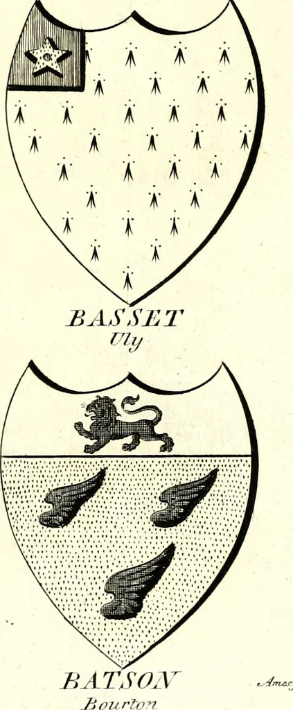 An illustration from A Collection of coats of arms borne by the nobility and gentry of the county of Glocester, 1792, leaf 64