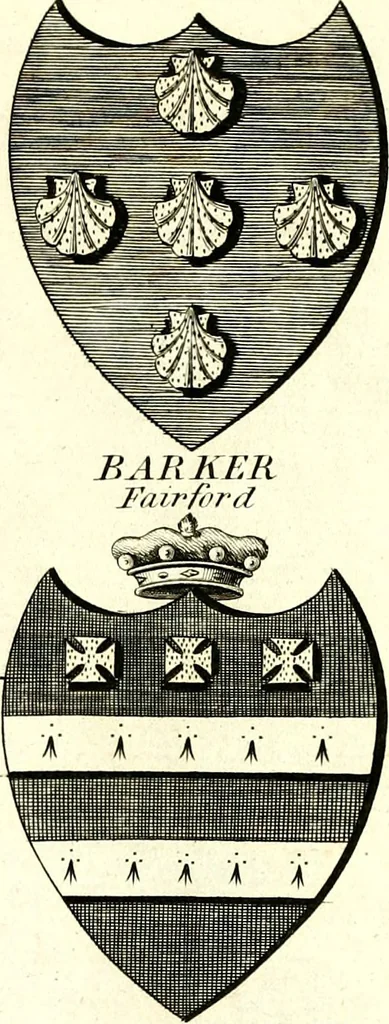 An illustration from A Collection of coats of arms borne by the nobility and gentry of the county of Glocester, 1792, leaf 64